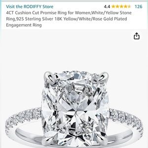 4CT Cushion Cut Promise Ring  & wedding band